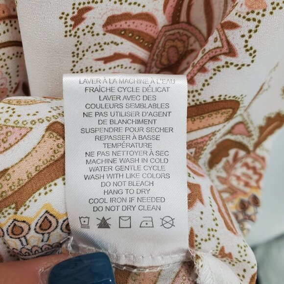 Carolina Belle Womens Sleeveless Paisley Print Ruffle Blouse 2X Keyhole Neck - Picture 10 of 12